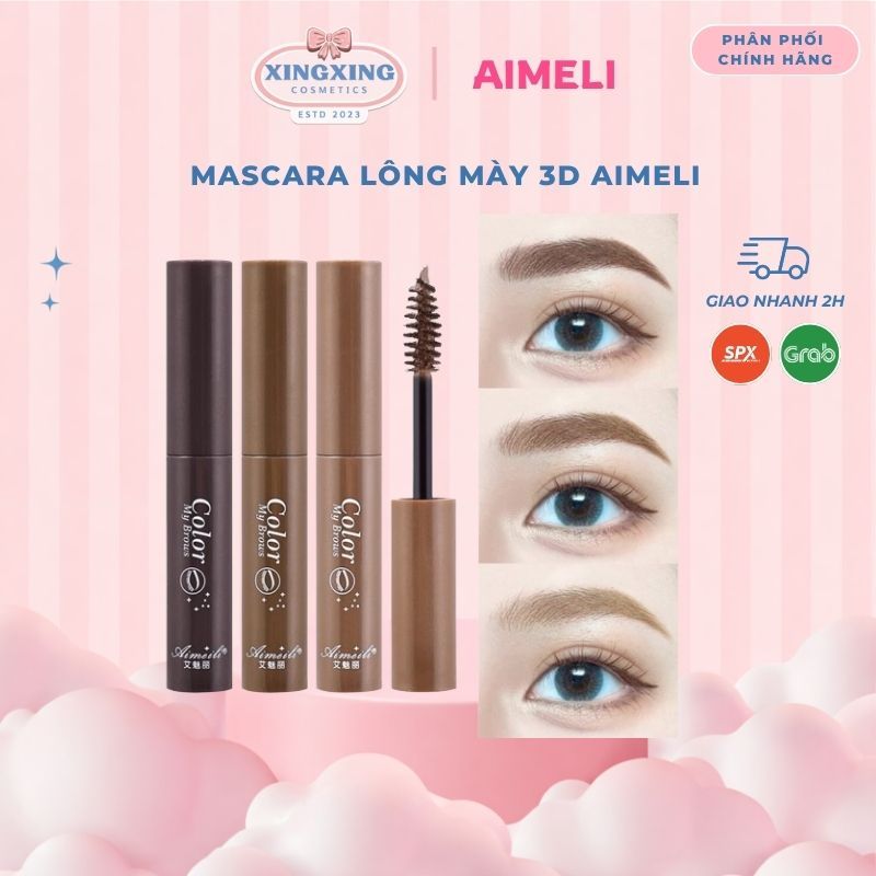 Mascara Lông Mày 3D Aimeli Kháng Nước Không Lem Lâu Trôi Màu Tự Nhiên XINGXINGBEAUTY