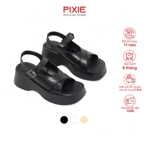 Giày Sandal Nữ Đế Xuồng Cao 6cm Da PU Hở Mũi Thời Trang Pixie H363