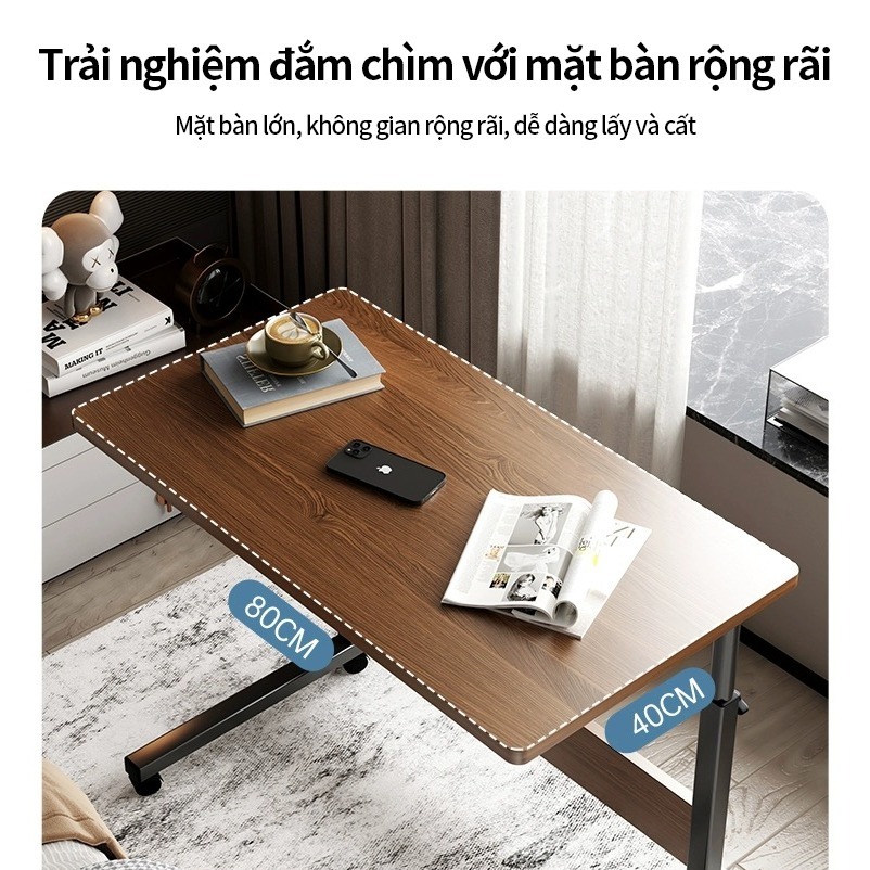 bàn làm việc thông minh đa năng, thay đổi chiều cao cho học sinh, có bánh xe di động