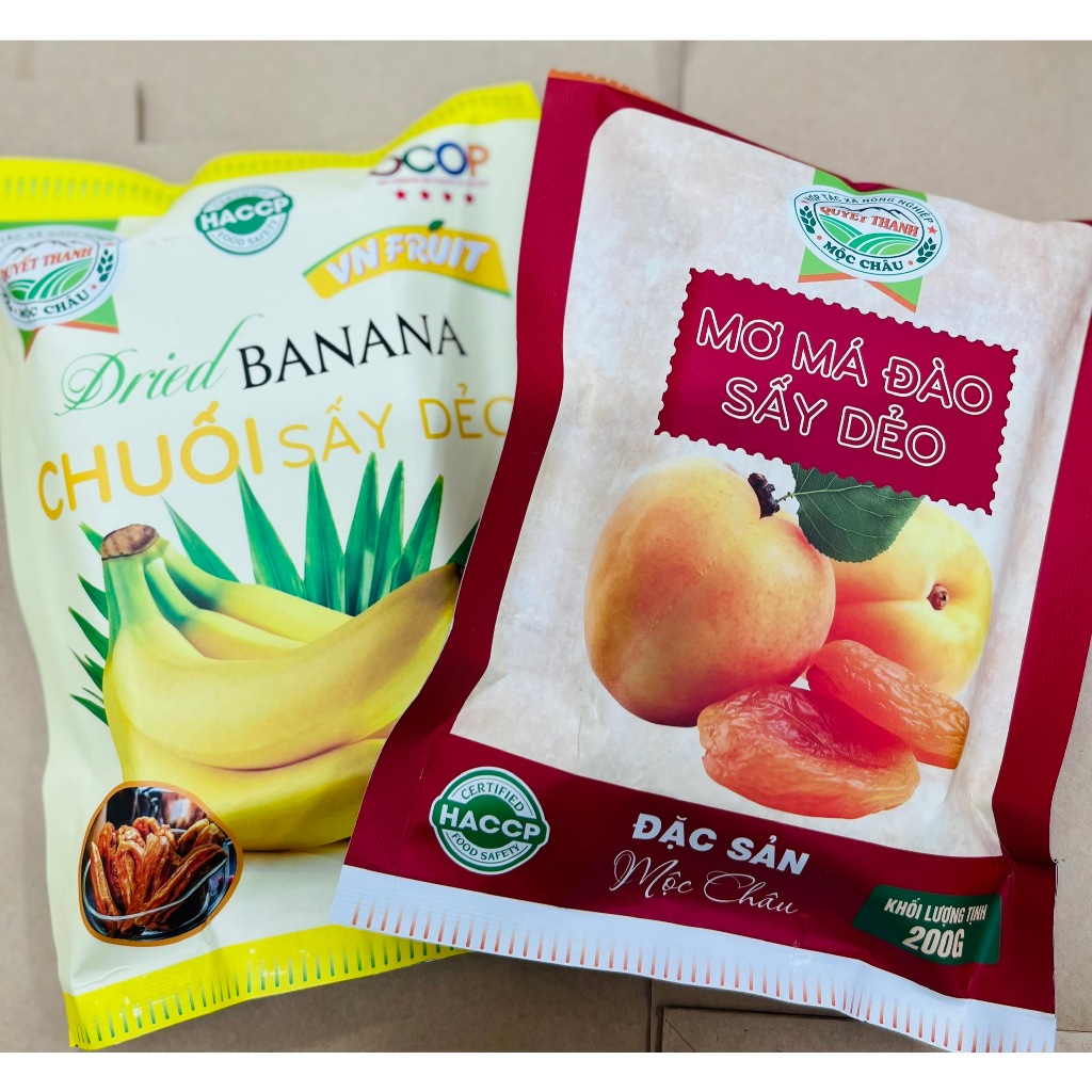 Combo hoa quả sấy dẻo Mộc Châu Mận sấy, lê sấy, chuối sấy mơ sấy dâu tây sấy dẻo