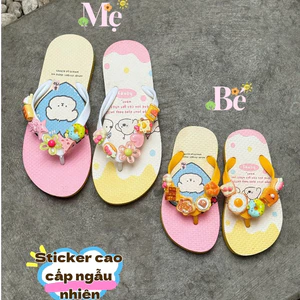 Dép Kẹp Xỏ Ngón Mẹ & Bé Đính Sticker Cao Cấp Dễ Thương Đế Bệt Cao Su In 3D Thời Trang Đi Biển