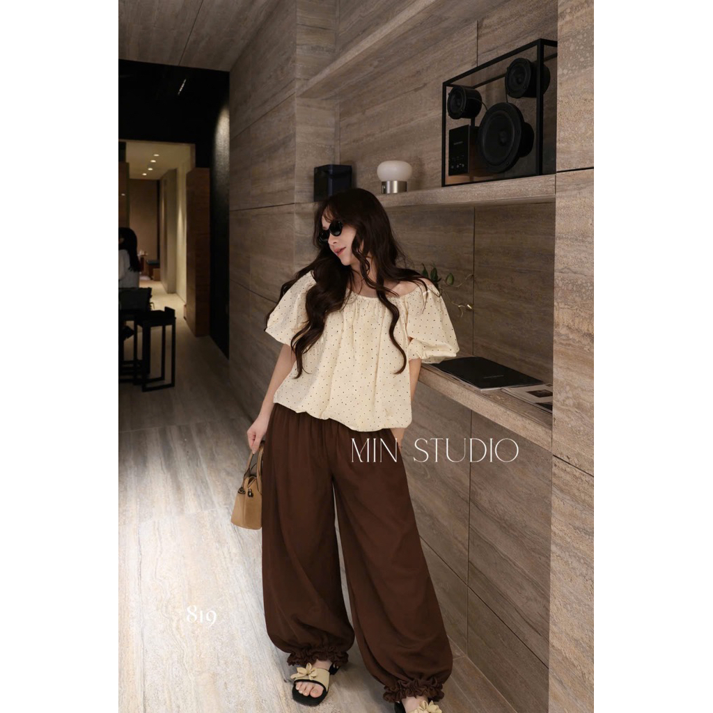 PP65- (HÌNH THẬT - Sẵn kho) Sét bộ bí phồng hoa nhí quần baggy bo chun bèo (40-60kg)