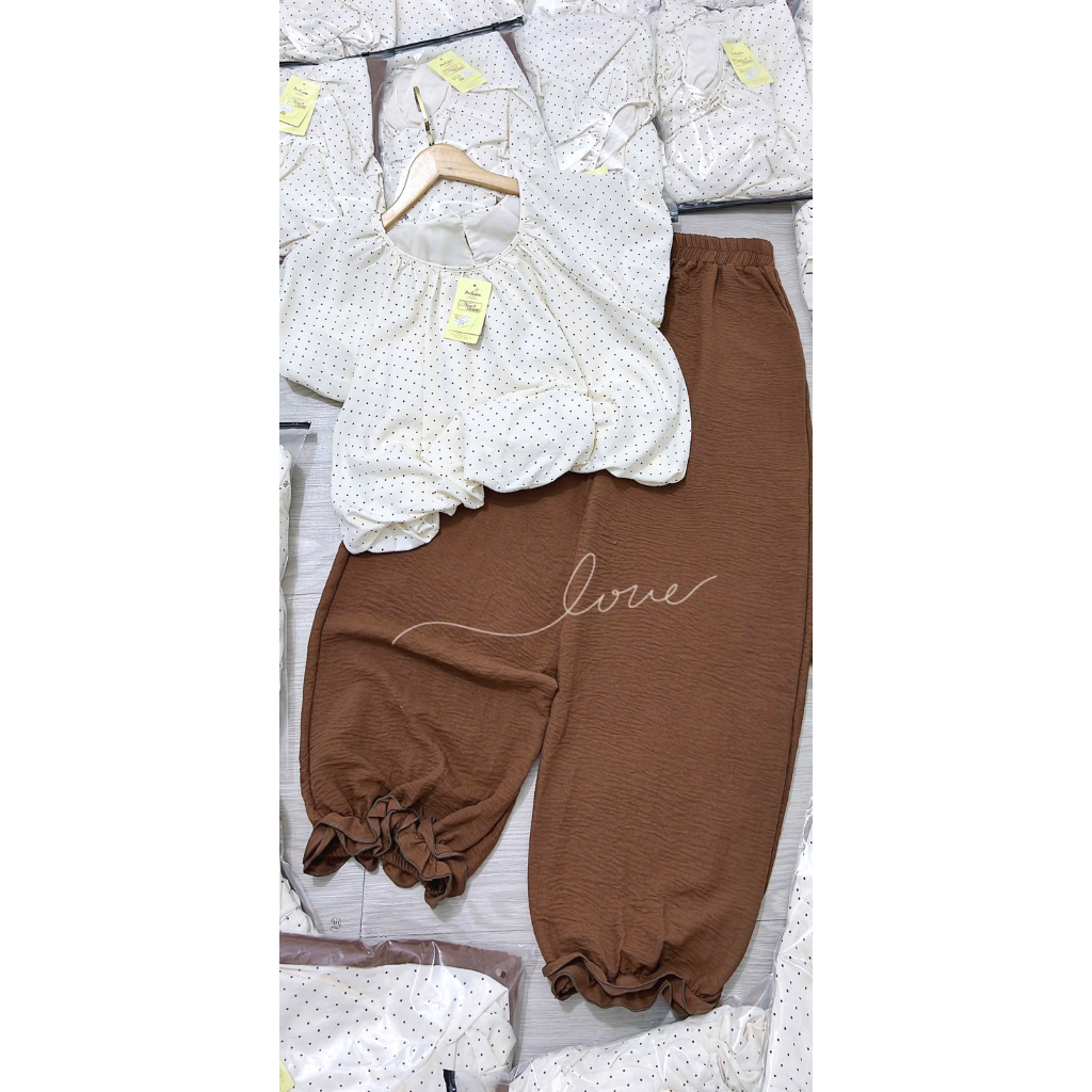 PP65- (HÌNH THẬT - Sẵn kho) Sét bộ bí phồng hoa nhí quần baggy bo chun bèo (40-60kg)