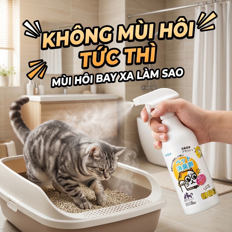 🐶 Khử mùi 100% 🐱 Xịt khử mùi nước tiểu mèo & thú cưng 500ml – Khử mùi hôi, cát mèo, mùi cơ thể, hiệu quả 24h ✅
