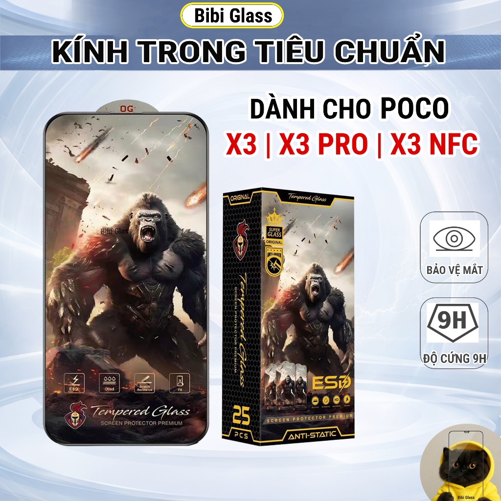Kính cường lực Poco X3 pro / X3 NFC / X3 cao cấp full màn trong suốt bảo vệ màn hình điện thoại bibi