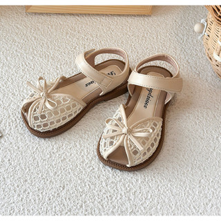Sz 23-30 Dép Quai Hậu Dép Xăng Đan Quai Lưới Phối Nơ Công Chúa Cho Bé Gái K164
