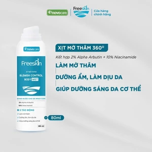 Xịt mờ thâm Freeskin - Novocare Mờ thâm mụn lưng, mụn cơ thể, viêm nang lông, giảm thâm sạm, dưỡng sáng 80ml