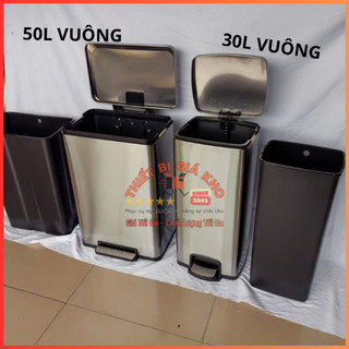 🛒📍THÙNG RÁC INOX ĐẠP CHÂN HÌNH VUÔNG SIZE LỚN 50L CAO CẤP