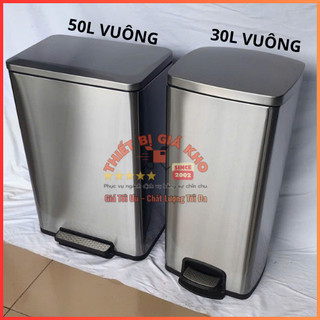 🛒📍THÙNG RÁC INOX ĐẠP CHÂN HÌNH VUÔNG SIZE LỚN 50L CAO CẤP