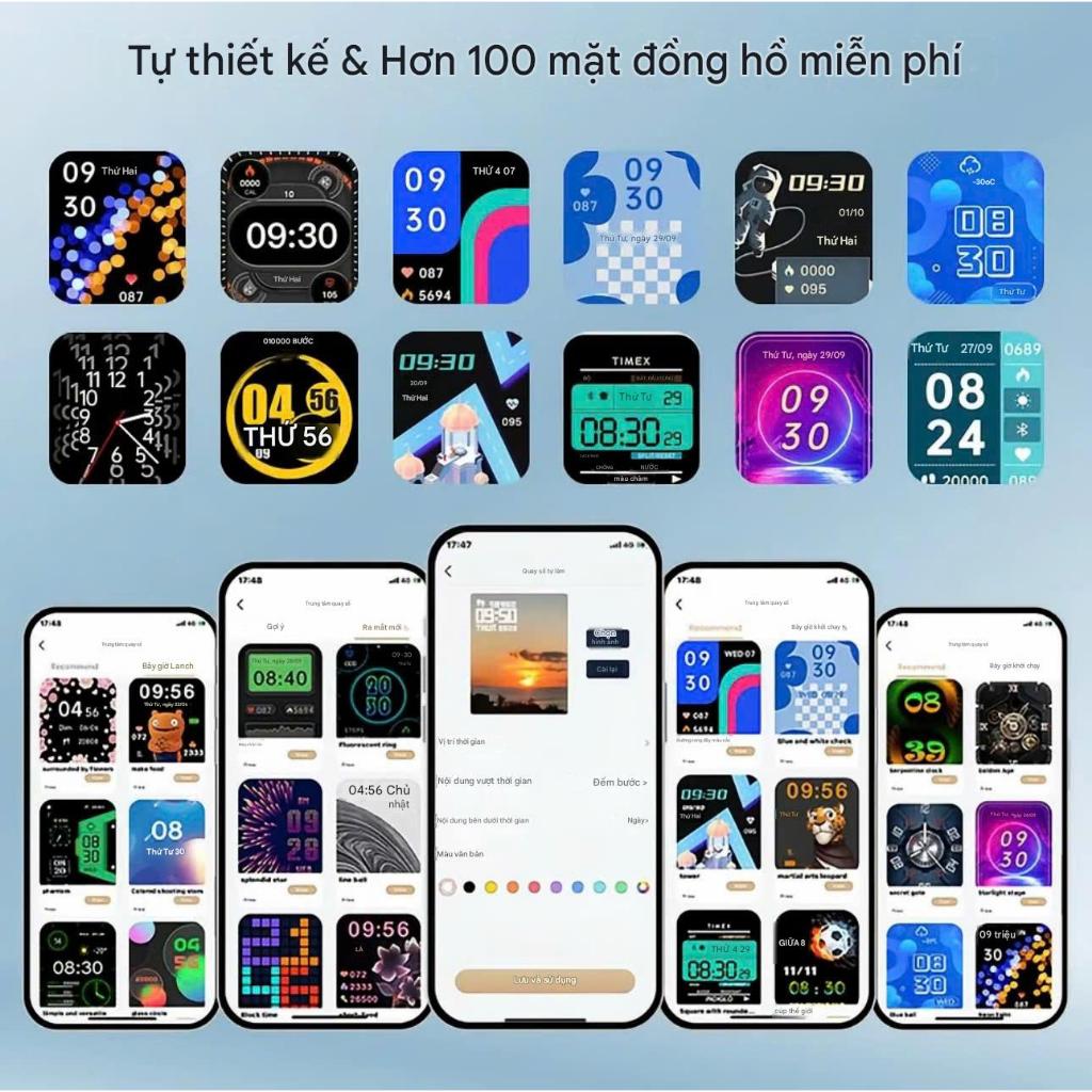 Đồng Hồ Thông Minh H9 / T2 / T800 Pro Max Nghe Gọi Bluetooth, Đo Huyết Áp, Oxy Máu, Màn Hình Lớn Phù Hợp Nam Nữ