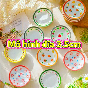 Combo 25c Mô Hình Đĩa Màu Sắc Hoa Văn 3.5cm Trang Trí Nhà Búp Bê Doll House DIY Nhà Mini Decor Trang Trí Góc Học Tập