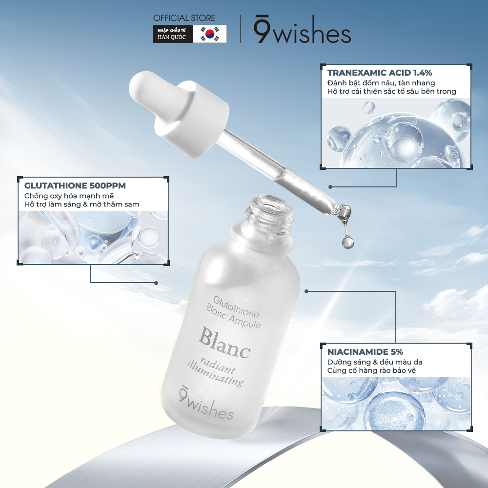 Tinh chất dưỡng sáng 9 Wishes Glutathione Blanc Ampule 30ml
