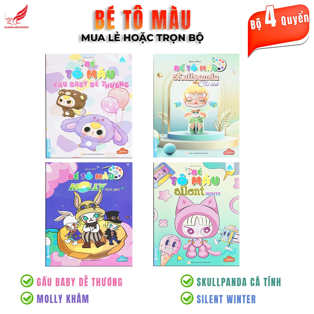 Sách - Bé Tô Màu Quang Minh - Gấu Baby Dễ Thương, Molly Khám Phá, Skullpanda Cá Tính, Silent Winter