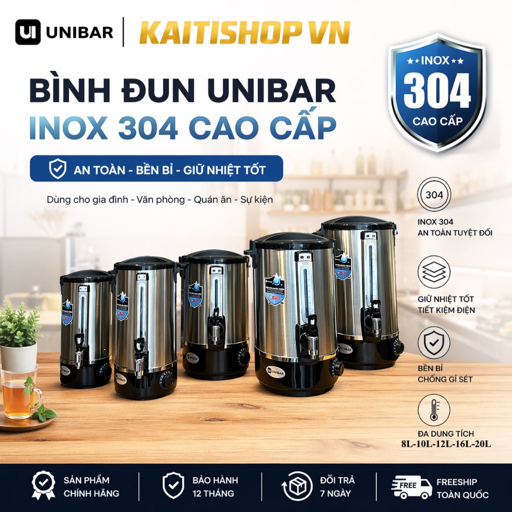[Xuất được HD VAT] Bình Đun Nước Nóng Milate Unibar 8L -  10L - 12L - 16L - 20L. Bảo Hành 12 Tháng