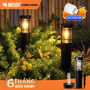 Đèn Cắm Cỏ Sân Vườn Năng Lượng Mặt Trời MODI SOLAR, Đèn Sân Vườn Trụ Tròn Chiếu Sáng Sân Vườn