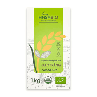 Gạo Trắng Hữu Cơ ST25 HASABIO 1kg Chuẩn Organic EU & USDA Cho Bé Ăn Dặm - Natural Market