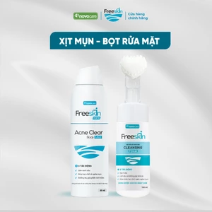 Combo Xịt mụn Acne Clear Body Mist 80ml & Bọt rửa mặt ngừa mụn Cleansing Foam 120ml Novocare - Freeskin