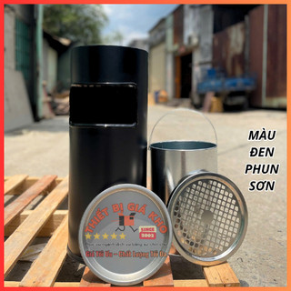 🛒📍THÙNG RÁC INOX HÌNH TRÒN CÓ GẠT TÀN , THÙNG RÁC GẠT TÀN CAO CẤP B-073
