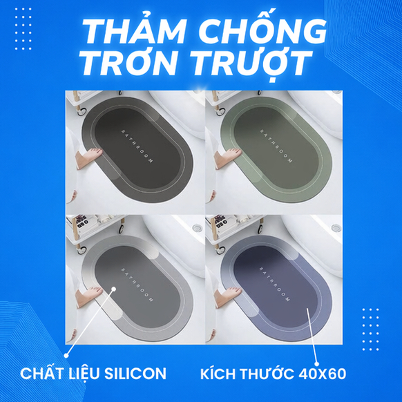 Thảm lau chùi chân trải sàn silicon mềm thấm hút tốt chống trơn trượt - Hoàng Nam Living