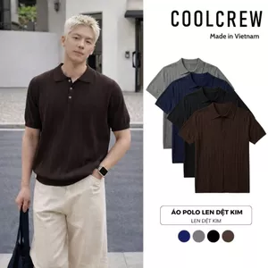 Áo Polo Len Dệt Kim Tay Ngắn 3 Cúc 𝐂𝐎𝐎𝐋𝐂𝐑𝐄𝐖 Basic Dáng Rộng Phong Cách Hàn Quốc Unisex ALH03 APN094