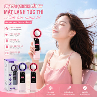 Quạt cầm tay sò lạnh NUTANA chính hãng bảo hành 12 tháng pin 1200mah, quạt mini cầm tay sò lạnh có thể gấp gọn