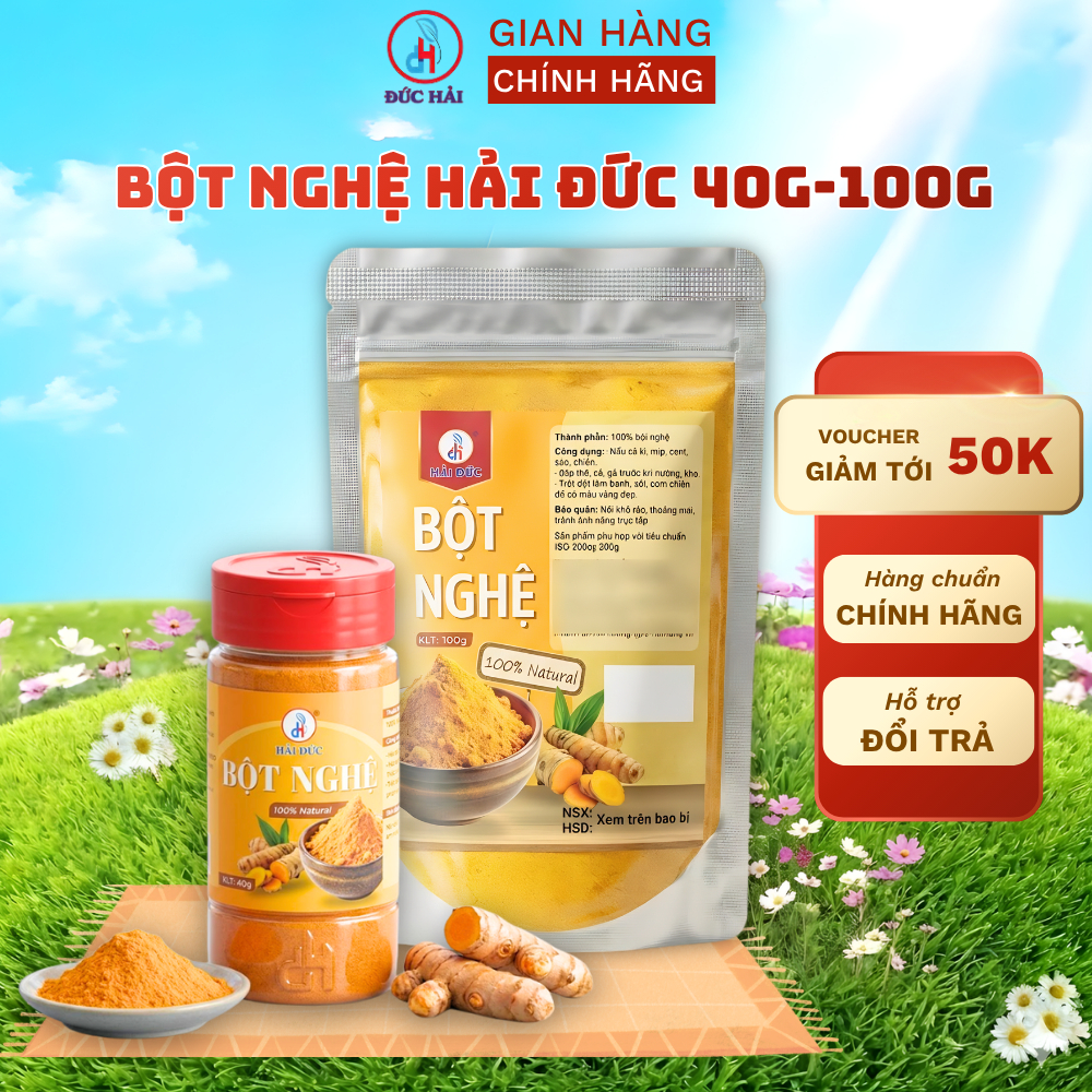 Bột Nghệ Đức Hải Nguyên Chất 40g, 100g, 500g Tinh Bột Nghệ Tự Nhiên Dùng Nấu Ăn - Đức Hải Food