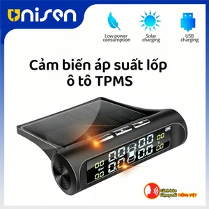Unisen Thiết bị giám sát áp suất lốp xe ô tô TPMS LCD kỹ thuật số báo động an toàn ô tô sạc + năng