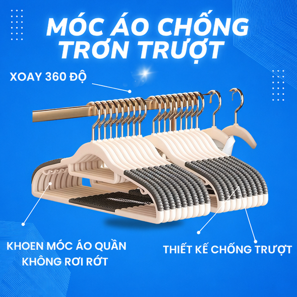 COMBO 10 Móc Nhựa Treo Quần Áo Chống Trượt Đa Năng HoàngNam Living Móc Phơi Đồ Chống Nhăn Bền Bỉ Cao Cấp