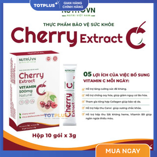 Cherry Extract Vitamin C – Bổ Sung Vitamin C, Tăng Cường Đề Kháng, Làm Đẹp Da Tự Nhiên - Hộp 10 Gói
