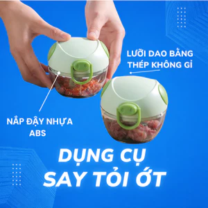 Máy xay tỏi ớt mini tiện lợi cho gian bếp 3 lưỡi dao kéo tay - HoangNam Living