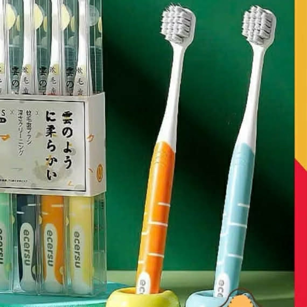 Bộ 4 bàn chải đánh răng Nhật lông tơ mềm mại, Bàn trải đánh răng Than tre hoạt tính lông mềm siêu êm