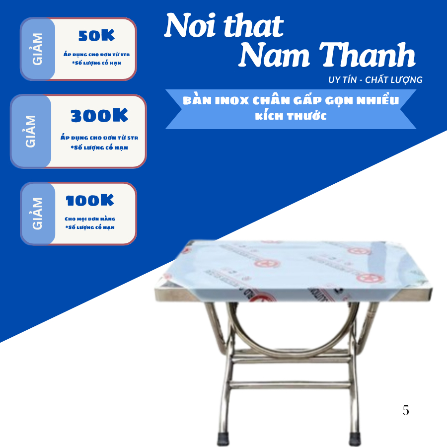 🔥 BÀN INOX CHỮ NHẬT GẤP GỌN – TIỆN LỢI, BỀN ĐẸP 🔥