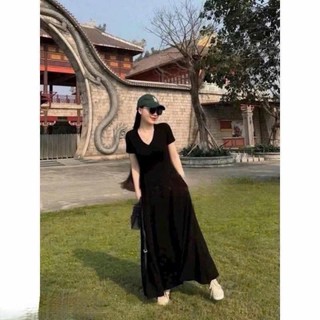 Đầm maxi cổ tim Loại 1 thiết kế tay ngắn dáng xoè dài sang chảnh, Váy kiểu nữ dự tiệc, đi biển siêu xinh rẻ đẹp