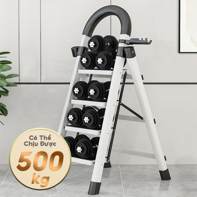 Thang Chữ A Gấp Gọn Thang Nhôm Gấp Gọn Thép Chịu Lực Tải Trọng 500kg  4-8 Bậc Bảo hành 2 năm