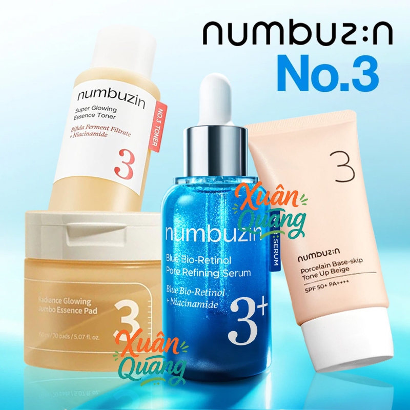Numbuzin Retinol Pore Rinning Serum | Numbuzin No.3 Miếng pad essence | Numbuzin No.3 Toner | Numbuzin No3 sun cream