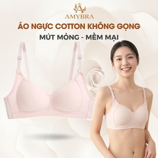 Áo Ngực Nữ Không Gọng Chất Cotton Mềm Mịn - Áo Lót Nữ Mút Mỏng Ôm Ngực Tự Nhiên AMYBRA A414