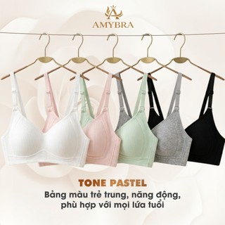 [ MẪU MỚI ] Áo Ngực Nữ Cotton Gân Mềm Thoải Mái, Áo Lót Nữ Không Gọng Mặc Hằng Ngày AMYBRA A414