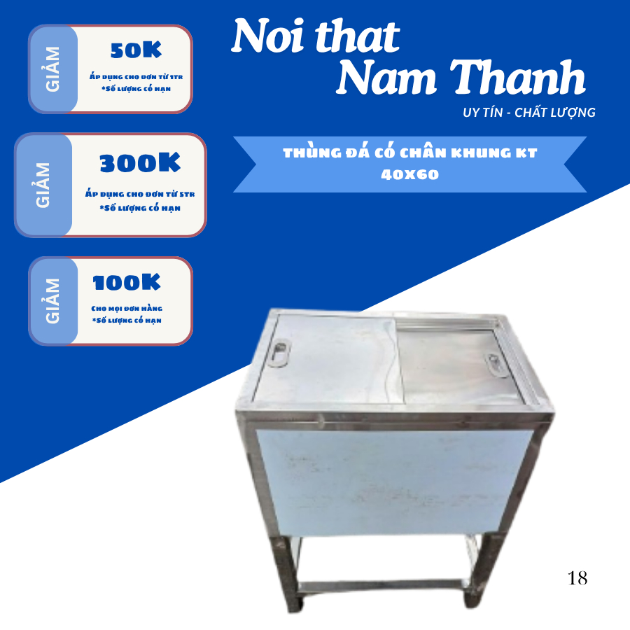 thùng đá inox giữ nhiệt cao cấp inox 100% bao bền