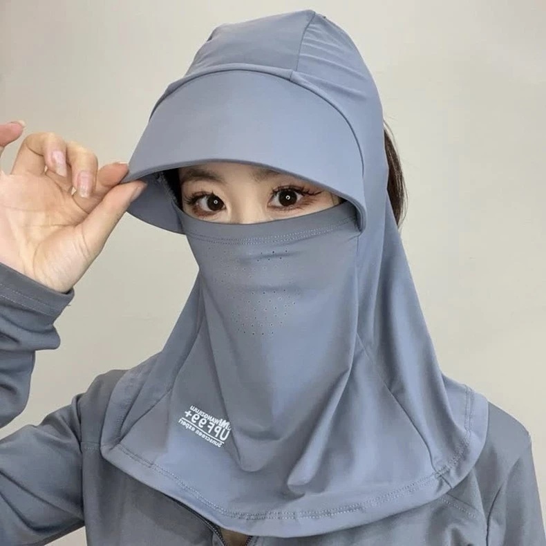 [Peinn] Mũ chống nắng, che nắng thoáng khí Kèm Khẩu Trang Vải Thun Lạnh Mát có khăn choàng chống nắng đi xe MCN01