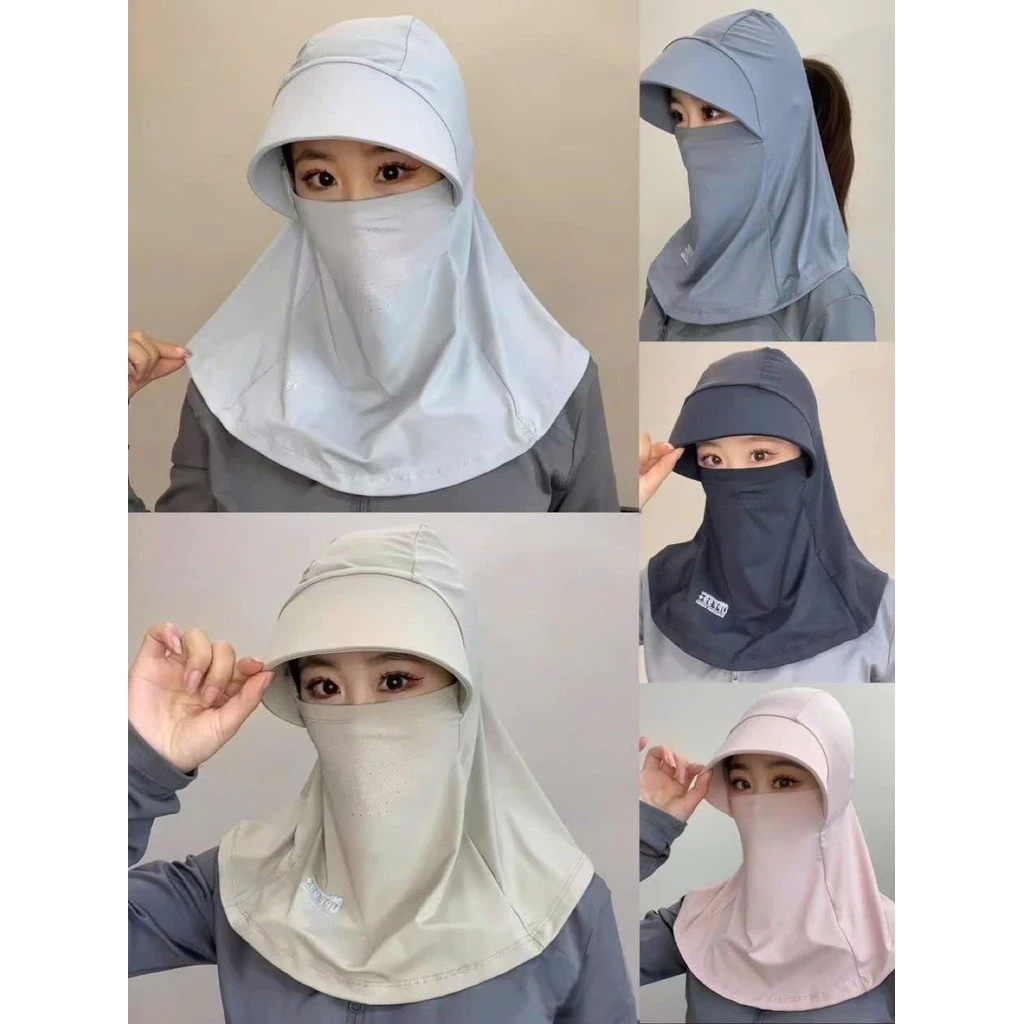[Peinn] Mũ chống nắng, che nắng thoáng khí Kèm Khẩu Trang Vải Thun Lạnh Mát có khăn choàng chống nắng đi xe MCN01