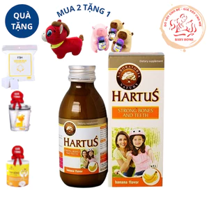 Siro Hartus Strong bones and teech vị chuối giúp bé ăn ngon bổ sung caxi chai 150ml