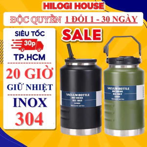 Bình giữ nhiệt 2000ml HiLOGI, bình nước inox giữ nhiệt lớn béo to, miệng rộng nắp ống hút