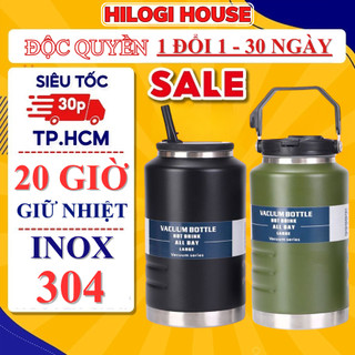Bình giữ nhiệt 2000ml HiLOGI, bình nước inox giữ nhiệt lớn béo to, miệng rộng nắp ống hút