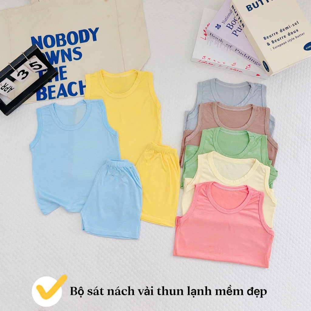 Bộ ba lỗ thun lạnh mềm mịn thoáng mát màu trơn cho bé trai bé gái LILIKIDS BBL09