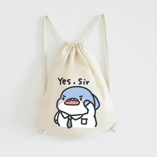 Balo túi rút thời trang nam nữ vải canvas Hoạt hình cá mập xanh đựng sách vở đồ dùng phong cách - tuip2026