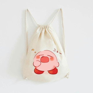 Balo túi rút thời trang nam nữ vải canvas Hoạt hình Kirby cute đựng sách vở đồ dùng phong cách - tuip2031