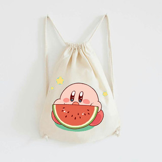 Balo túi rút thời trang nam nữ vải canvas Hoạt hình Kirby cute đựng sách vở đồ dùng phong cách - tuip2031
