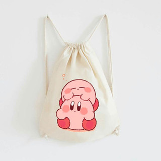 Balo túi rút thời trang nam nữ vải canvas Hoạt hình Kirby cute đựng sách vở đồ dùng phong cách - tuip2031