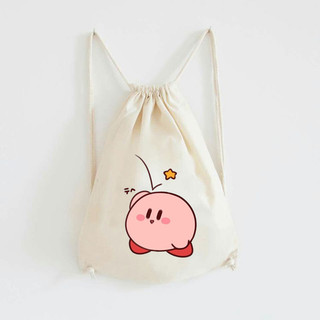 Balo túi rút thời trang nam nữ vải canvas Hoạt hình Kirby cute đựng sách vở đồ dùng phong cách - tuip2031