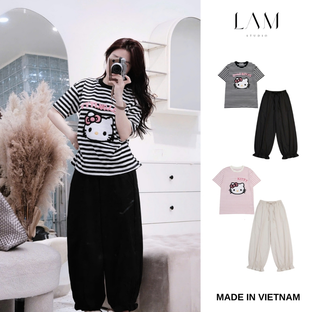 Đồ bộ dài mặc nhà cho nữ, mặc ngủ mặc nhà quần dài - Áo thun cotton, quần kaki co giãn, thoáng mát, không nhăn